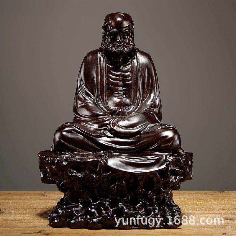 黑檀木达摩祖师神像摆件实木质禅意家居玄关客厅供奉工艺装饰品