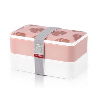 日式双层饭盒上班族学生午餐盒可加热微波炉分隔型便当盒印花logo