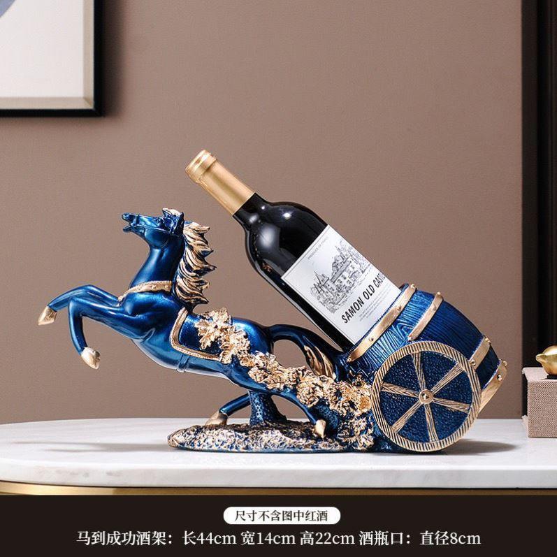 跨境欧式马到成功马拉车鹿拉车红酒酒架家居高档酒柜装饰品工艺品