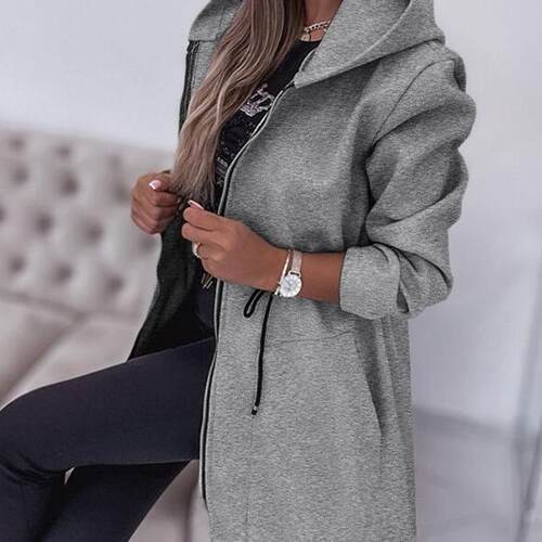 Hooded zipper jacket for women's clothing