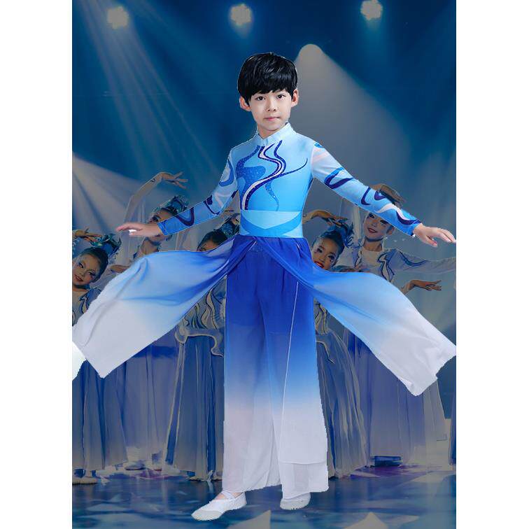 正品象山水月古典舞演出服儿童合唱摆舞飘大逸舞蹈服现代舞裙群中