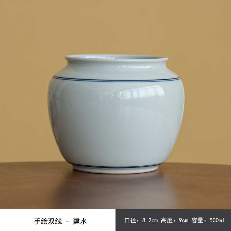 茶渣洗洗茶陶瓷仿古孟杯双线配件杯中式水桶缸青釉建水茶洗新水