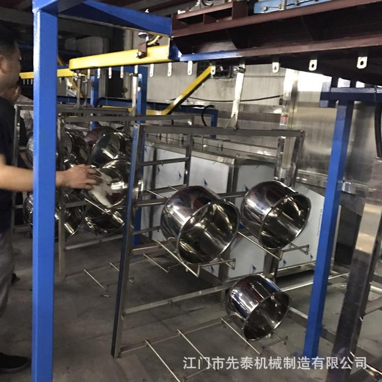 先泰超声波清洗设备工厂铝锅前处理除油清洗悬挂线