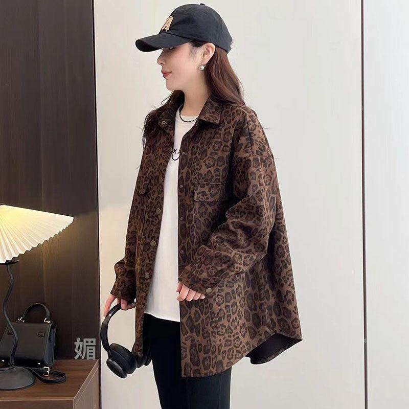 欧洲站秋装女2026新款女装时尚气质长袖衬衫豹纹宽松显瘦外套女