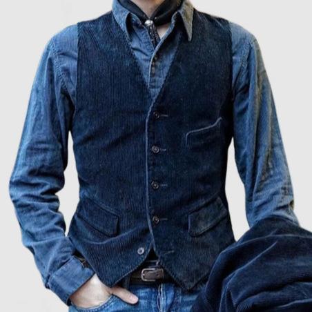 Mens workwear vest corduroy vest casual jacket British