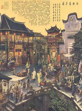 古玩字画复古做旧工艺品长卷手卷南巷旧梦已装裱室内装饰画
