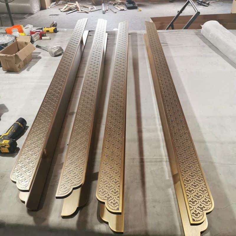 中国古玩门把手青铜黑双开玻璃门木门拉手长条祥云雕花扶手