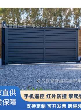 外贸平移门别墅车库门电动无轨道庭院门铝合金智能直线门电动开门