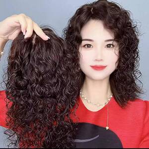 遮白发卷发女头顶遮盖量中老年轻薄新款卷发无痕妈妈羊毛假发贴片