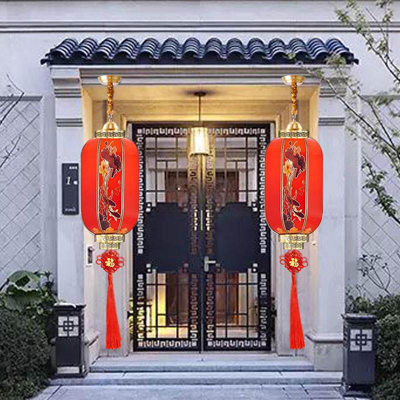 全铜大红色吊灯新款户外防水乔迁入宅结婚阳台别墅大门口灯笼