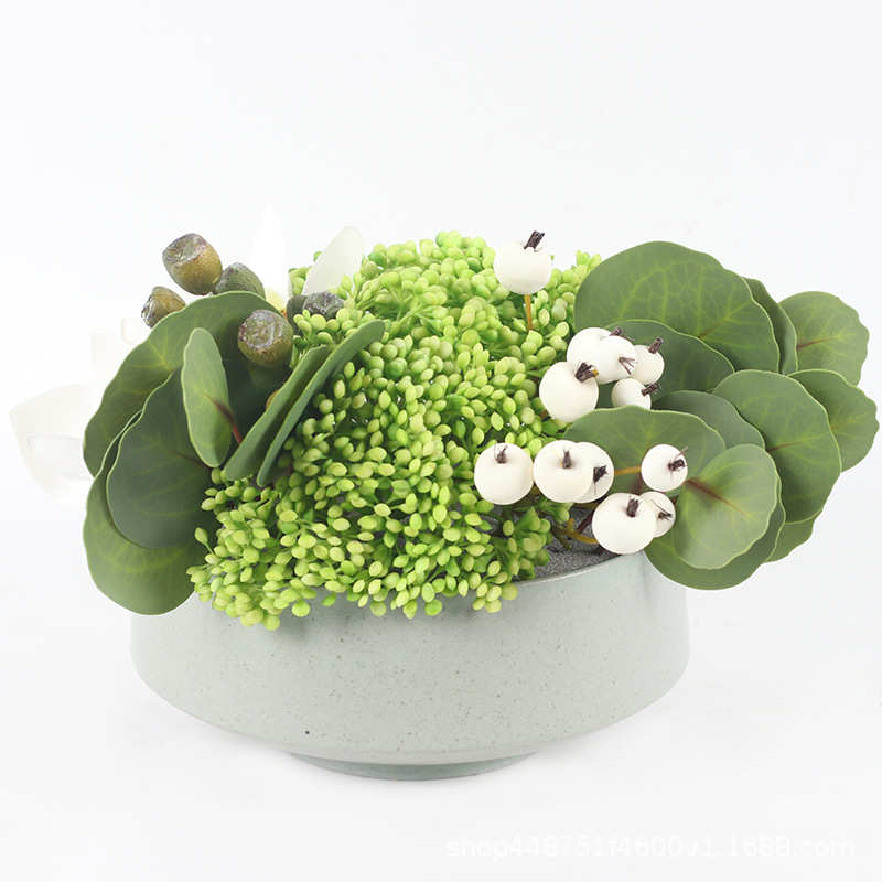 现代中式简约仿真花艺套装轻奢茶几餐桌假花样板房洽谈桌装饰摆件