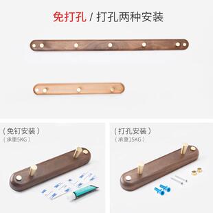 打孔壁实木门衣服挂钩上免衣柜玄关钩衣帽黄铜试衣间后墙长排批发