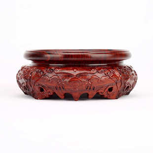 瓷器紫砂壶木雕摆件实木花瓶红玉器底座檀木圆形石头香炉雕刻盆景