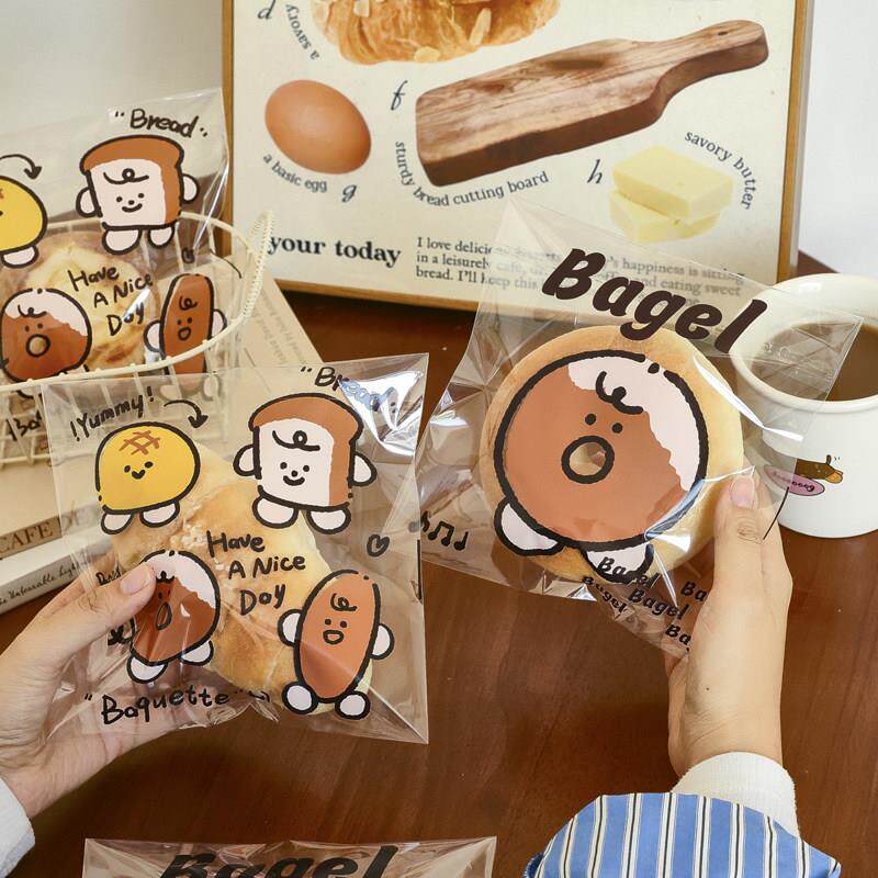 贝果面包包装袋自封袋烘焙吐司可颂欧自粘三明治透明点心袋子定制