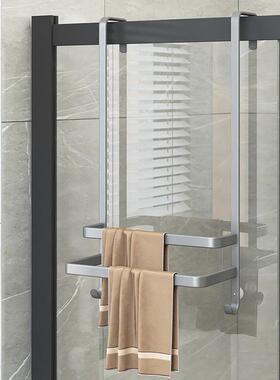 浴室毛巾孔架免打淋浴房41183置物架卫间生玻璃门架子挂杆浴巾挂