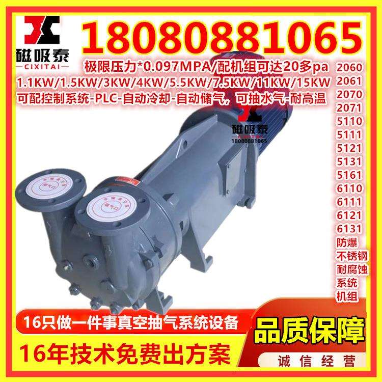 2BV5161水环式真空泵济南11KW不锈钢水环真空泵头配防爆耐腐泵