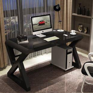 简约台式 电脑桌办公学习家用桌子玻璃写字书桌钢化电竞桌