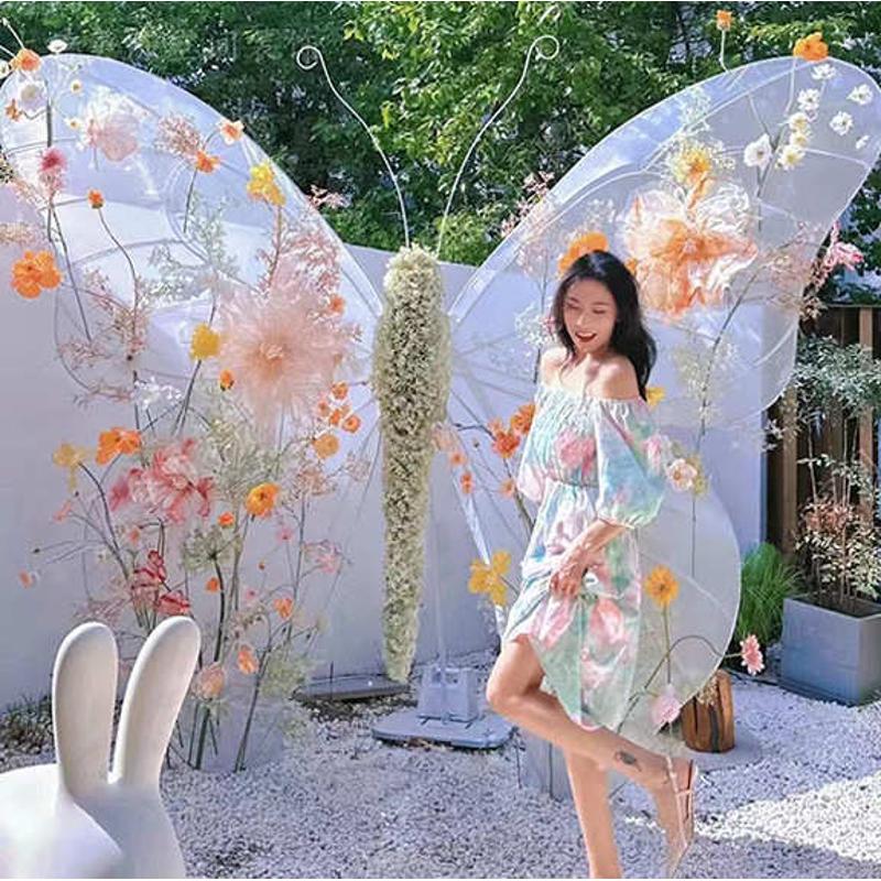 巨型铁艺蝴蝶路引婚礼装饰商场橱窗美陈网红打卡布景婚庆摄影道具