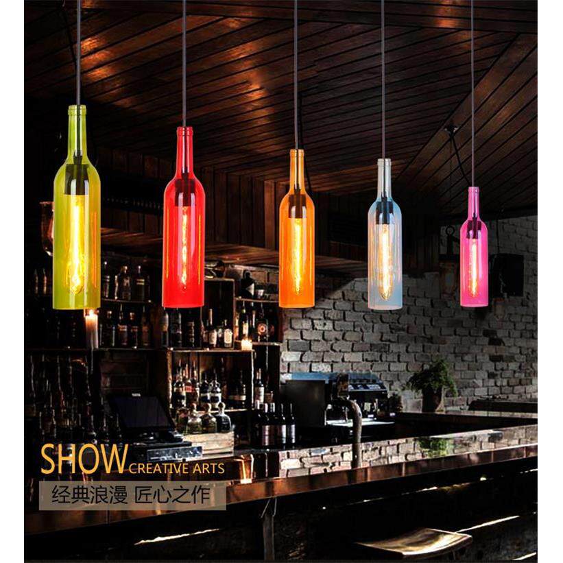 复古工业风酒瓶小吊灯个性创意网咖餐厅酒吧装饰灯KTV清吧吧台灯