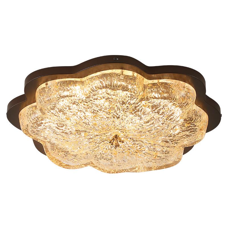 中古风花形金箔卧室吸顶灯轻奢复古高级感设计师乡村房间灯具5177