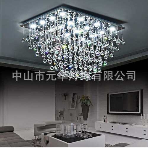 厂家直销长方形客厅灯水晶灯吸顶灯简约现代酒店大堂水晶灯