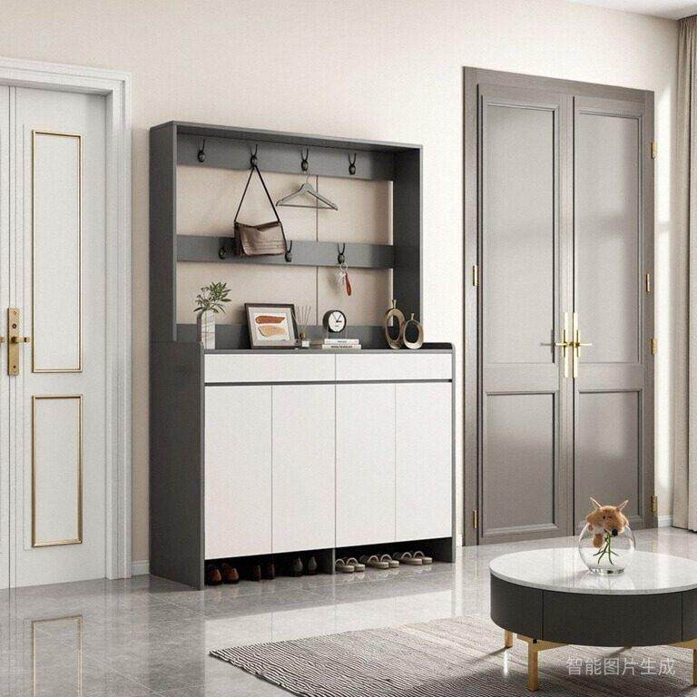 衣帽架鞋柜一体门口挂衣柜落地实木北欧现代简约家用门口隔断鞋柜,住宅家具,鞋柜,淘宝优惠券,粉丝福利购,淘宝优惠卷