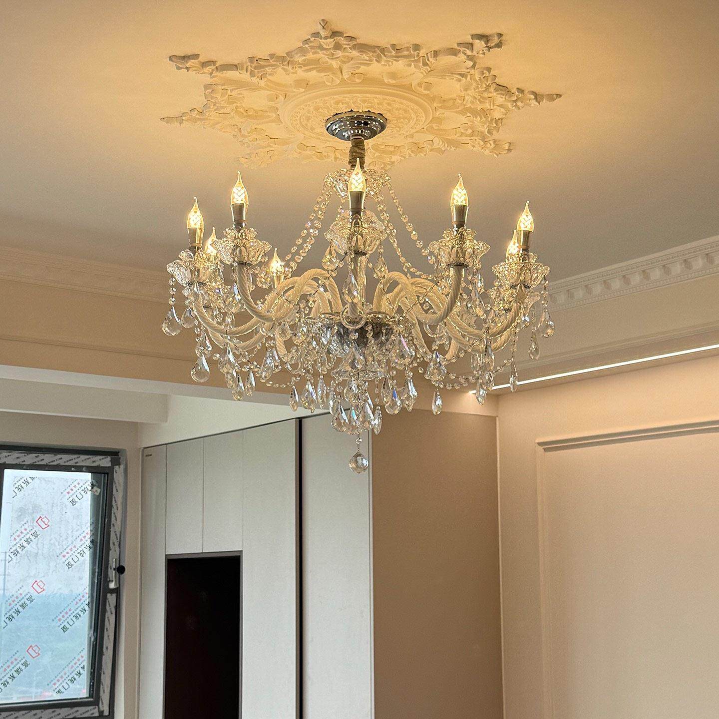 法式水晶吊灯客厅轻奢高档欧式灯卧室房间饭厅别墅覆式楼蜡烛吊灯