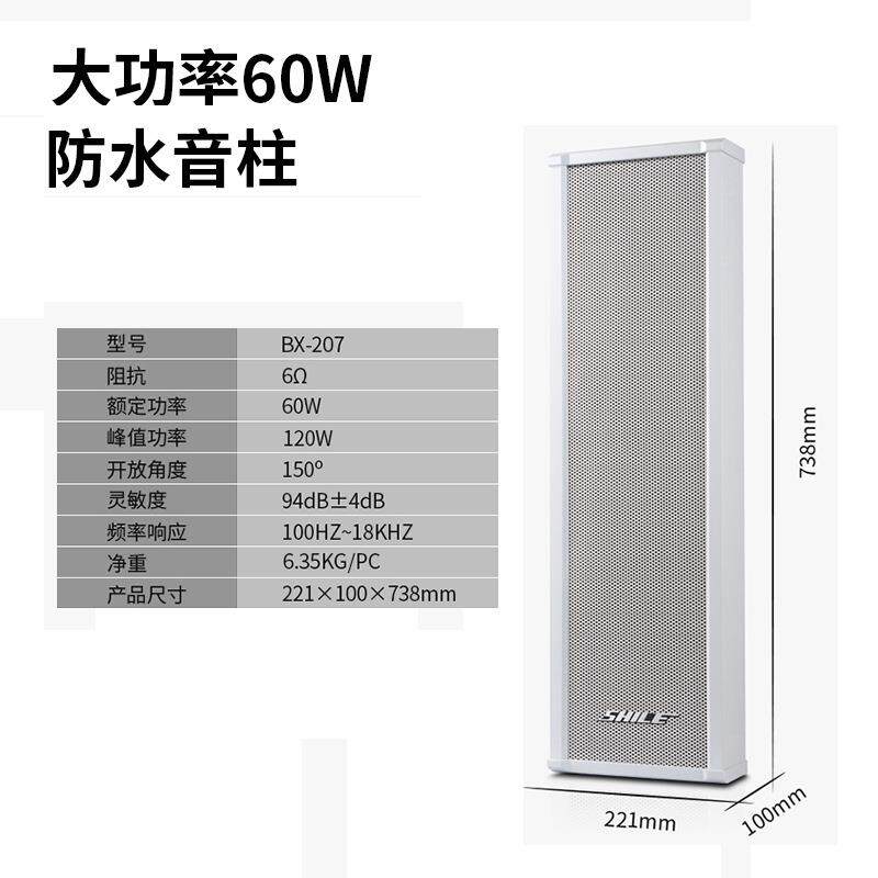 会议音箱定阻防水音柱 狮乐双6.5英寸BX207户外公共广播音响系统