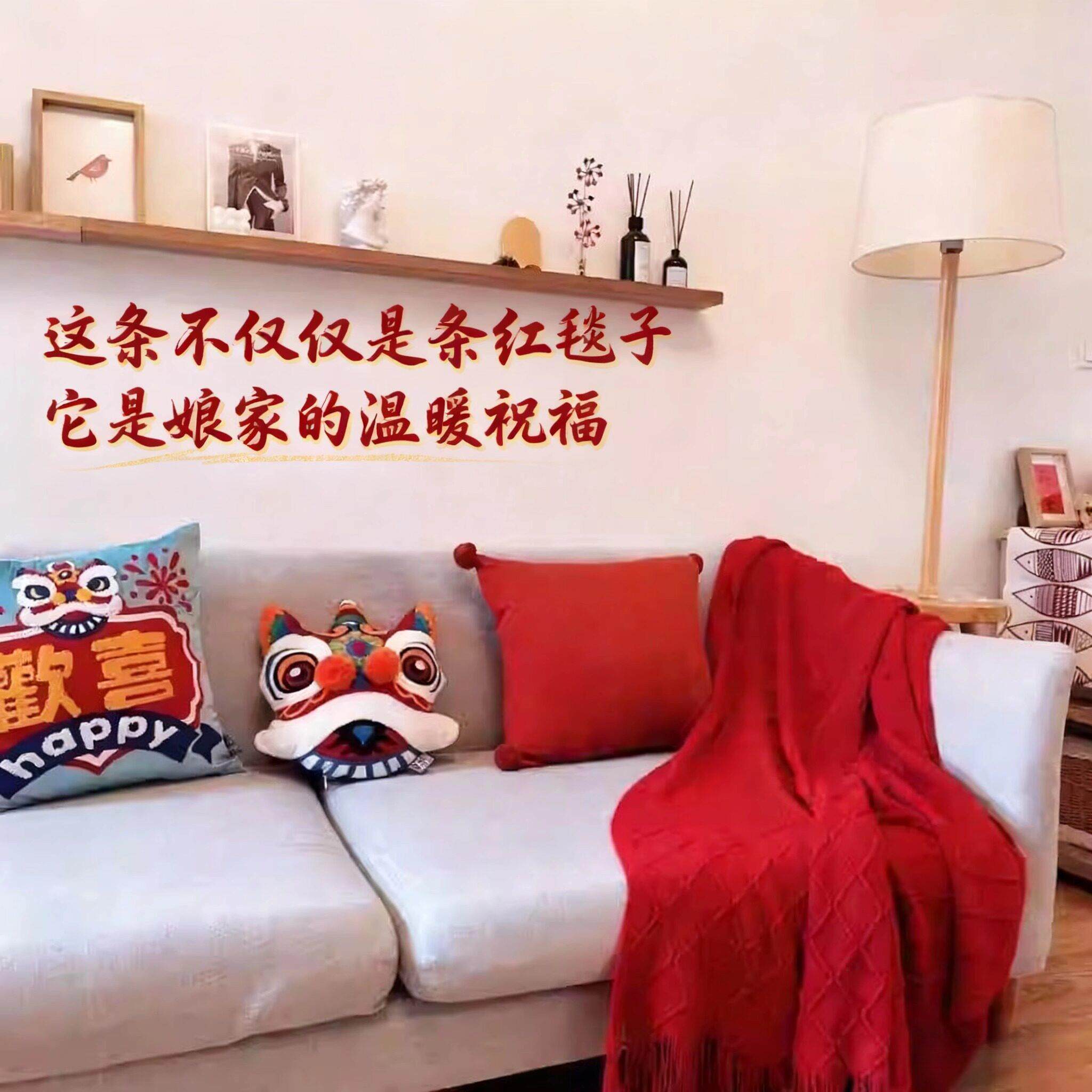 红色毛毯红色毯子结婚沙发毛毯盖毯床尾巾床毯床旗陪嫁毯披肩线毯