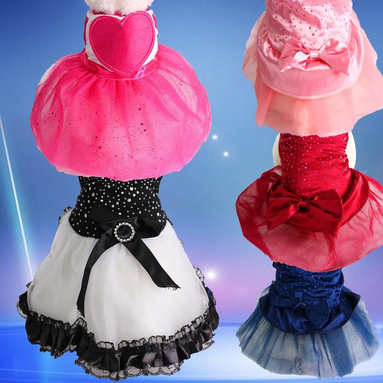 春款黑色镶钻礼服泰迪幼犬博美狗狗衣服裙子