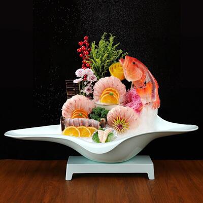 胺刺身盘NLX餐料具海鲜姿造三文鱼专用盘高端海鲜摆盘创意肥密日