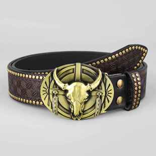cow belt cowboy 西部牛仔皮带牛头 harness trend head Western