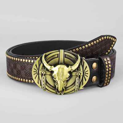 Western cowboy belt, cow head harness trend 西部牛仔皮带牛头