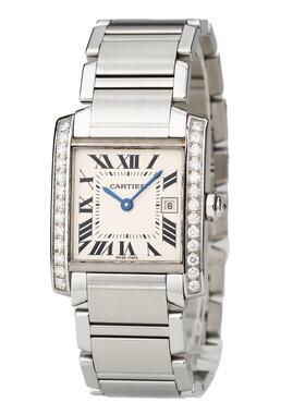 先鉴后发 98新卡地亚坦克W51011Q3后镶钻石英女士手表正品