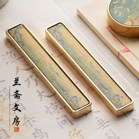 千里江山黃銅實(shí)心鎮(zhèn)尺創(chuàng)意毛筆書法小楷瘦金專用寫毛筆字壓書壓紙