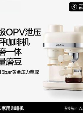 半自动意式咖啡机家用研磨一体机免秤定量防飞粉自动泄压