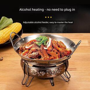 加厚不锈钢酒精炉小火锅大号酒精火锅家用锅炉酒精炉商用干锅炉子