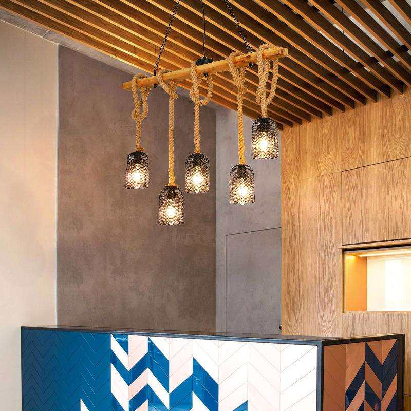 美式麻绳吊灯复古乡村店铺服装店吧台仿古工业风理发店酒吧装饰灯
