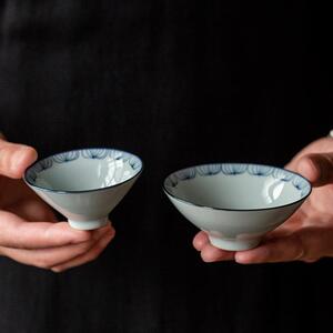 仿古青花手绘荷韵茶杯釉下彩品茗陶瓷茶具单杯喝茶碗小杯手工客杯