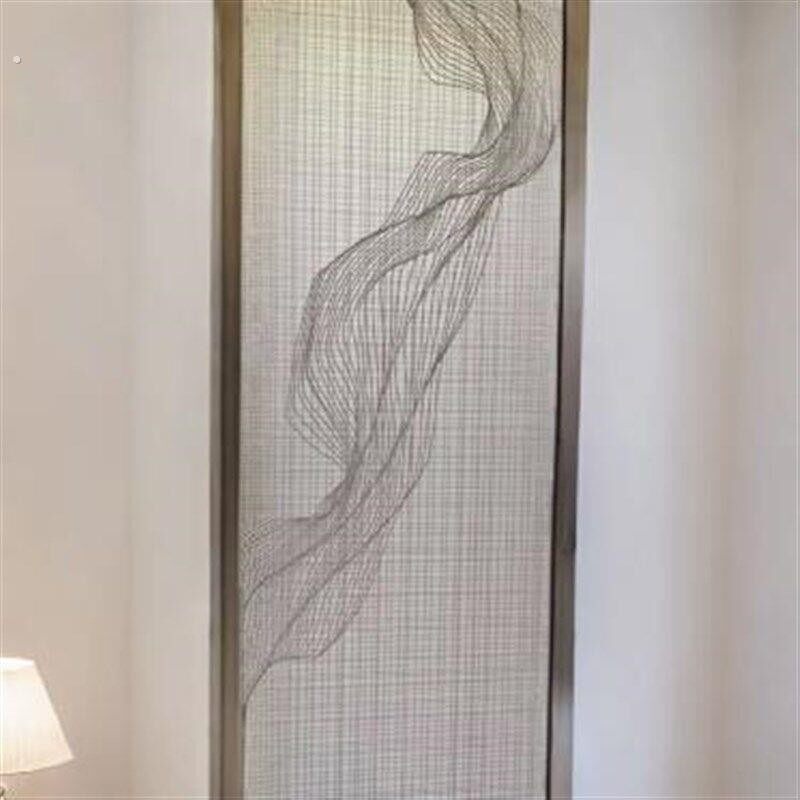 夹丝玻璃艺术玻璃门入户玄光屏风隔断