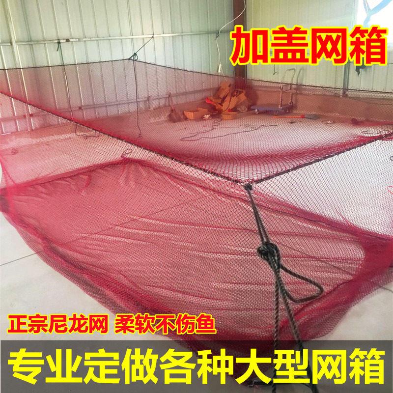 红尼龙不伤鱼网箱箱式擡网海洋养殖网存鱼养鱼养大鱼尼龙网箱定做