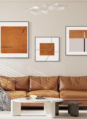 现代轻奢抽象几何线条客厅壁画装饰画小众艺术样板间橙色餐厅挂画