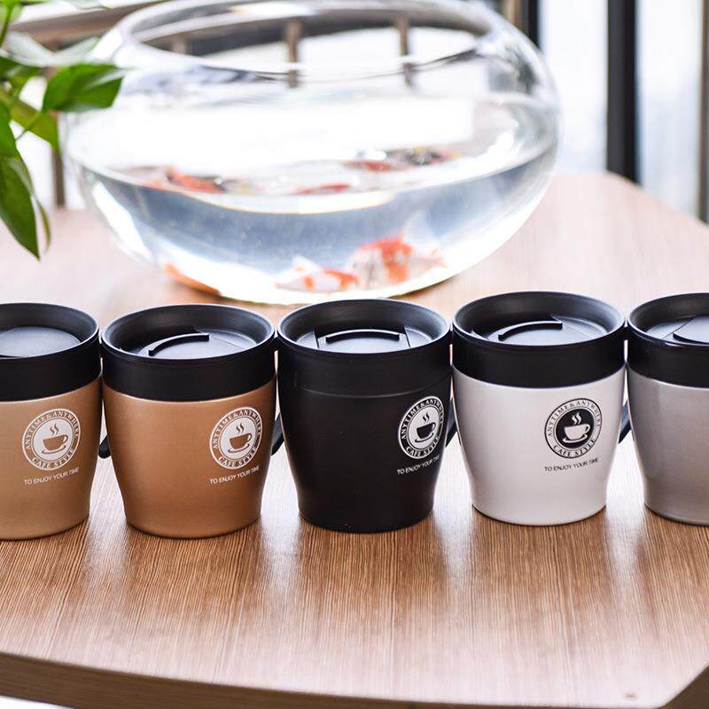 咖啡杯带汤勺套装手柄不锈钢保温杯带盖杯茶水杯子便携茶水分离