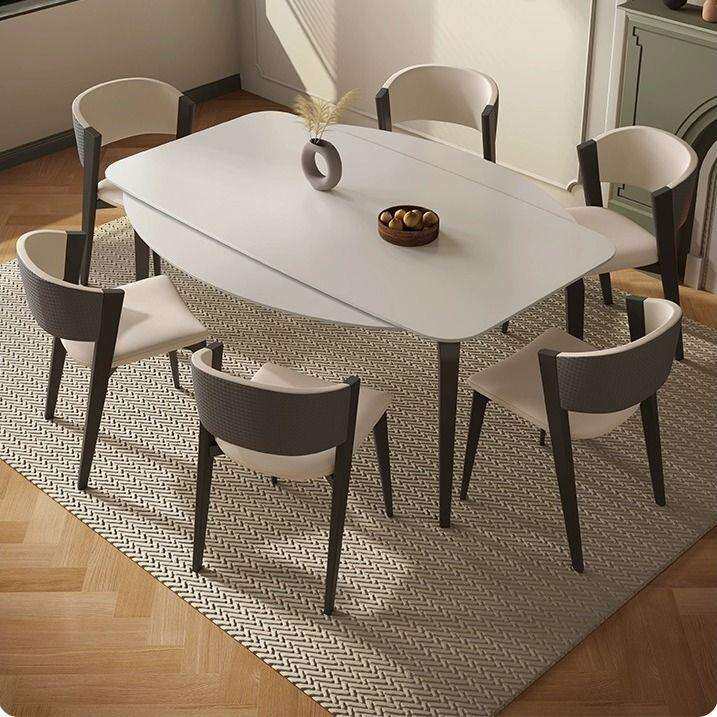 岩板餐桌简约现代方圆两用多功能伸缩饭桌长方形家用餐桌椅组合