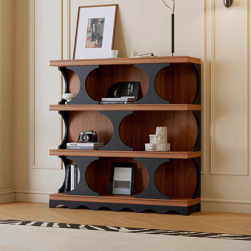 实木书柜法式书架收纳落地组合简易储物柜异形柜展示美式复古柜子