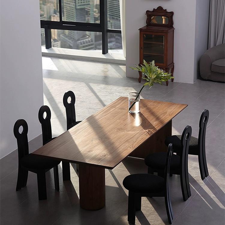 高档法式中侘寂风桌原木板茶桌饭桌大现代极简洽谈桌长桌古实木书