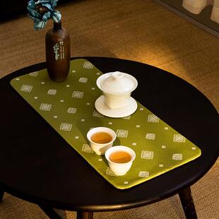 西阵织超纤布茶席桌布桌旗茶垫杯垫中式防水干泡丝绸锦缎主人桌垫