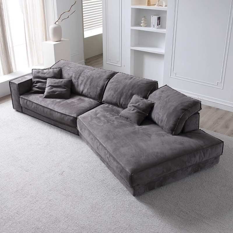 极简布达佩斯沙发磨砂布别墅家具异形转角侘寂风大小户型客厅组合