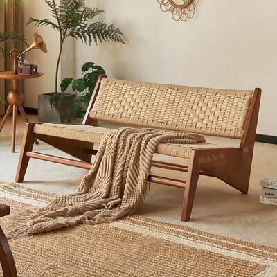 实木看书椅子休闲椅北欧沙发阳台客厅懒人躺椅设计师藤编民宿双人