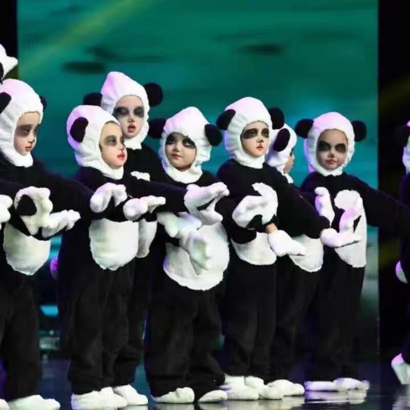 六一大熊猫套装儿童动物演出服幼儿园男女童卡通功夫熊猫舞蹈服装